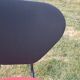 2 ant chairs in black and red skaï feet in black metal