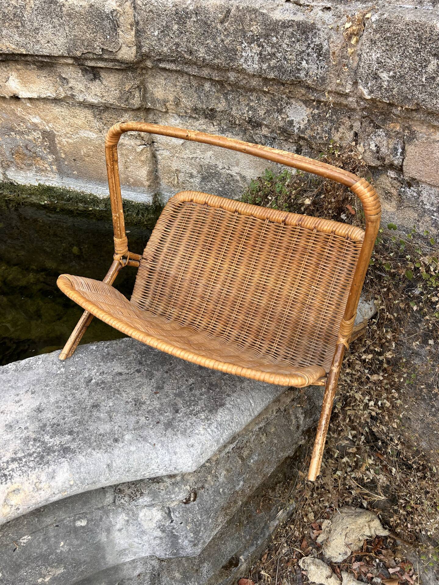 Rattan magazine rack