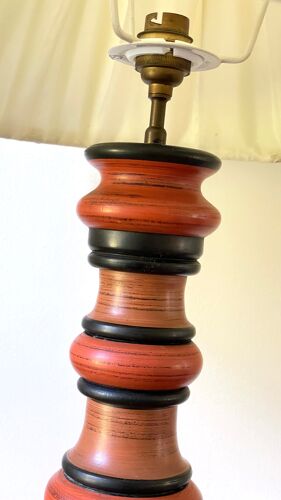 Lampe vintage en bois tourné italien