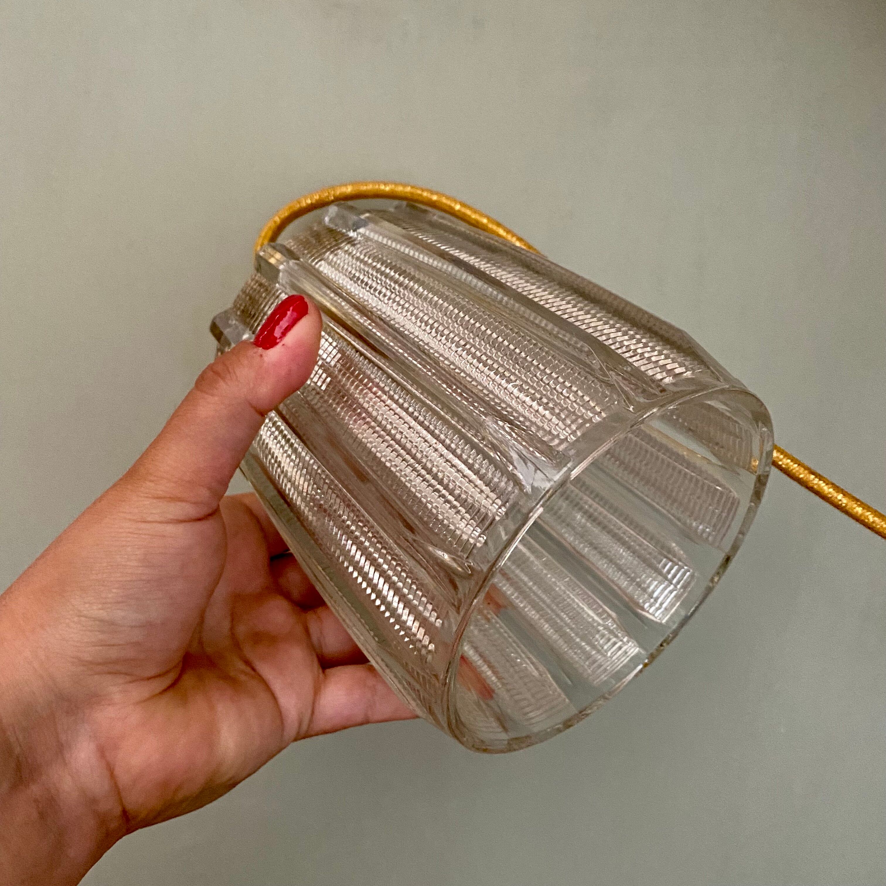 Vintage holophane glass globe lamp