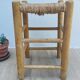 Wooden and straw stool vintage bohemian spirit