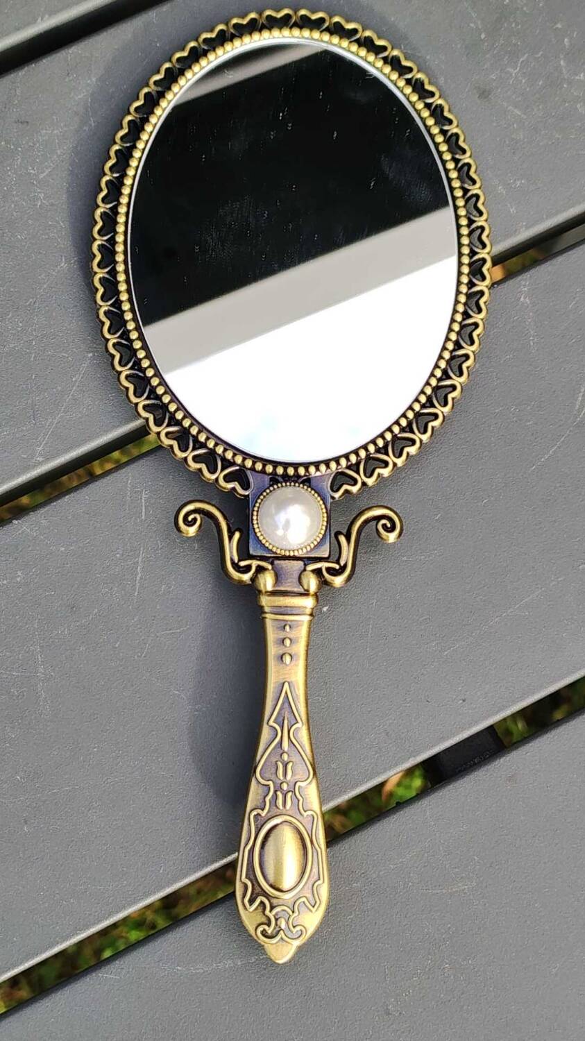 Vanity mirror/face hand or table, oval. baroque/shabby chic style
