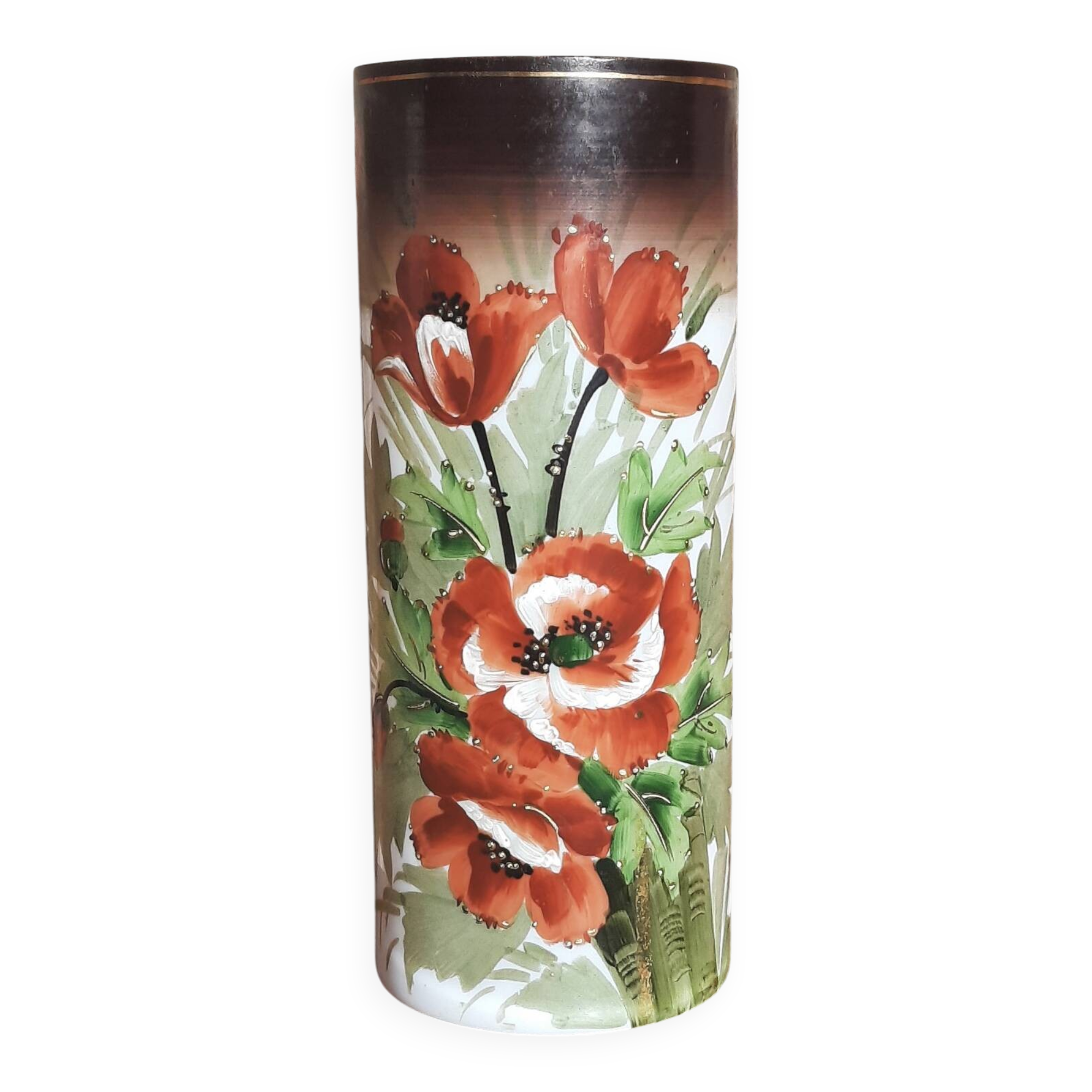 Vase rouleau Art Nouveau. (Opaline)