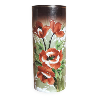 Art Nouveau cylinder vase. (Opaline)