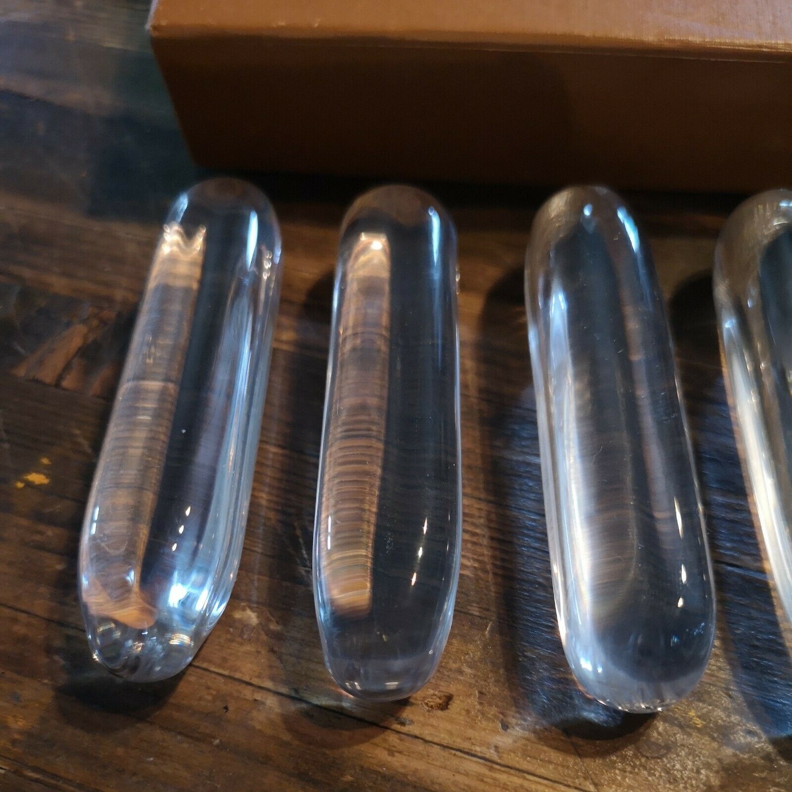 Series of 6 knife holders signed Daum France in box