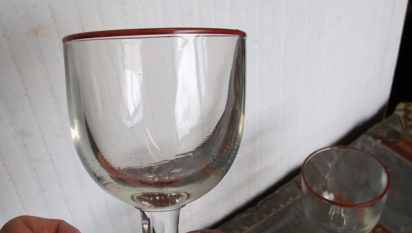 Lot of 6 old Bistro nineteenth ball glasses thick blown