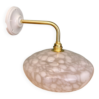 Vintage glass wall lamp with a white Clichy shade.