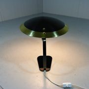 Lampe de bureau rare en laiton et verre des années 1950