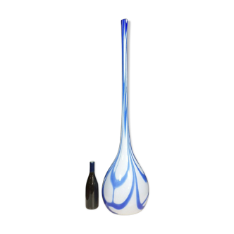 Soliflore vase in blue white glass of murano superb decoration