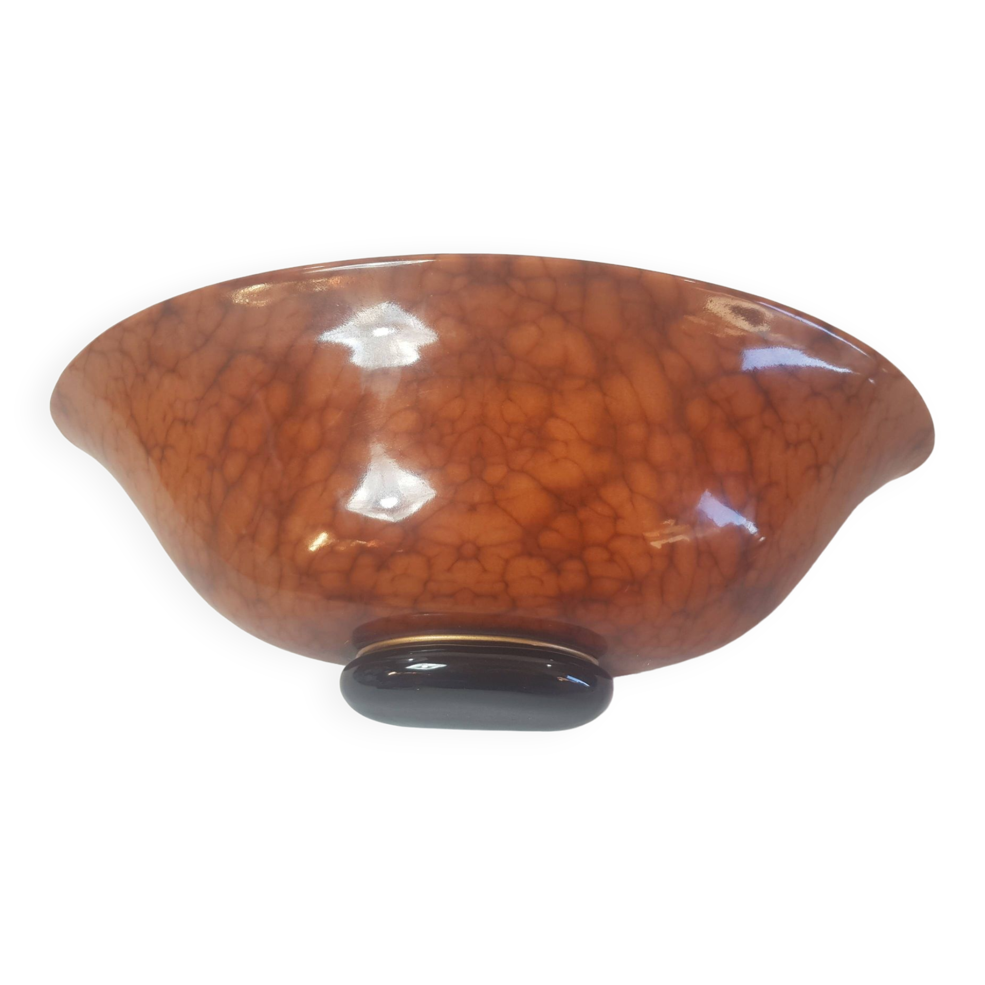 Burl walnut effect ceramic wall light in art deco style