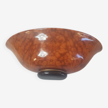 Burl walnut effect ceramic wall light in art deco style