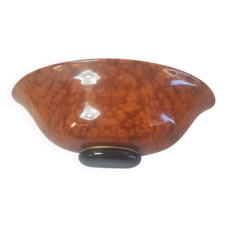 Burl walnut effect ceramic wall light in art deco style