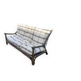 Antique bamboo and dark-stained rattan sofa, 3-seater.