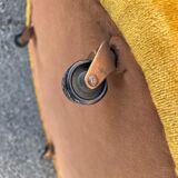 Golden yellow velvet pouf