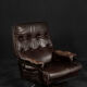 Modern Scandinavian brown leather swivel chair, 1970s