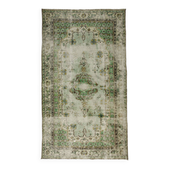Tapis Oushak Vintage – Tons Vert Pastel & Style Classique, 176 x 340 cm