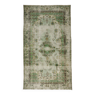 Tapis Oushak Vintage – Tons Vert Pastel & Style Classique, 176 x 340 cm