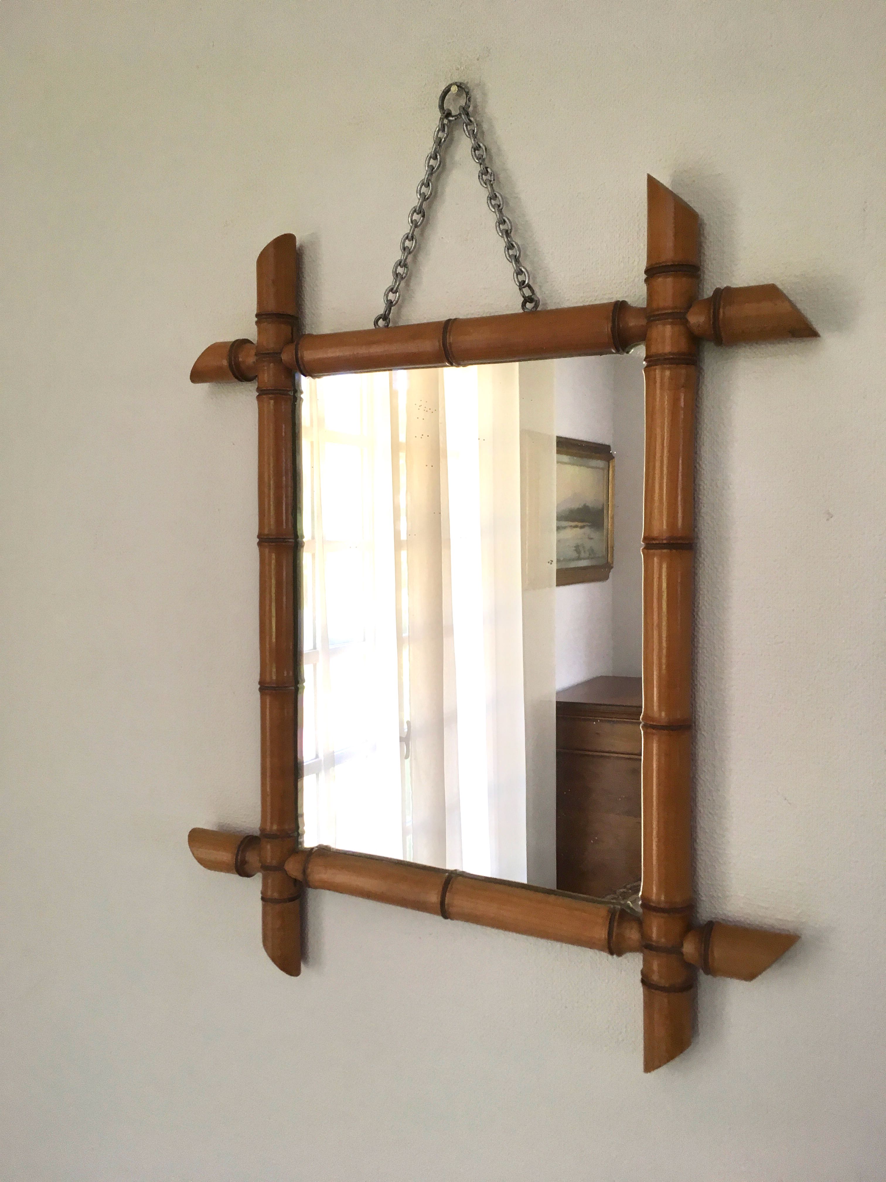 Miroir de barbier façon bambou