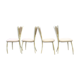 4 vintage chairs in tubular metal lacquered white yellow.