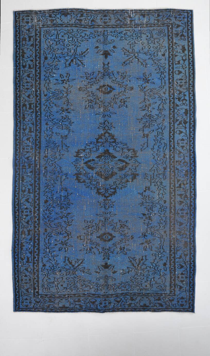 5x8 Blue Handmade Wool Vintage Rug, 163x268Cm SK 2726