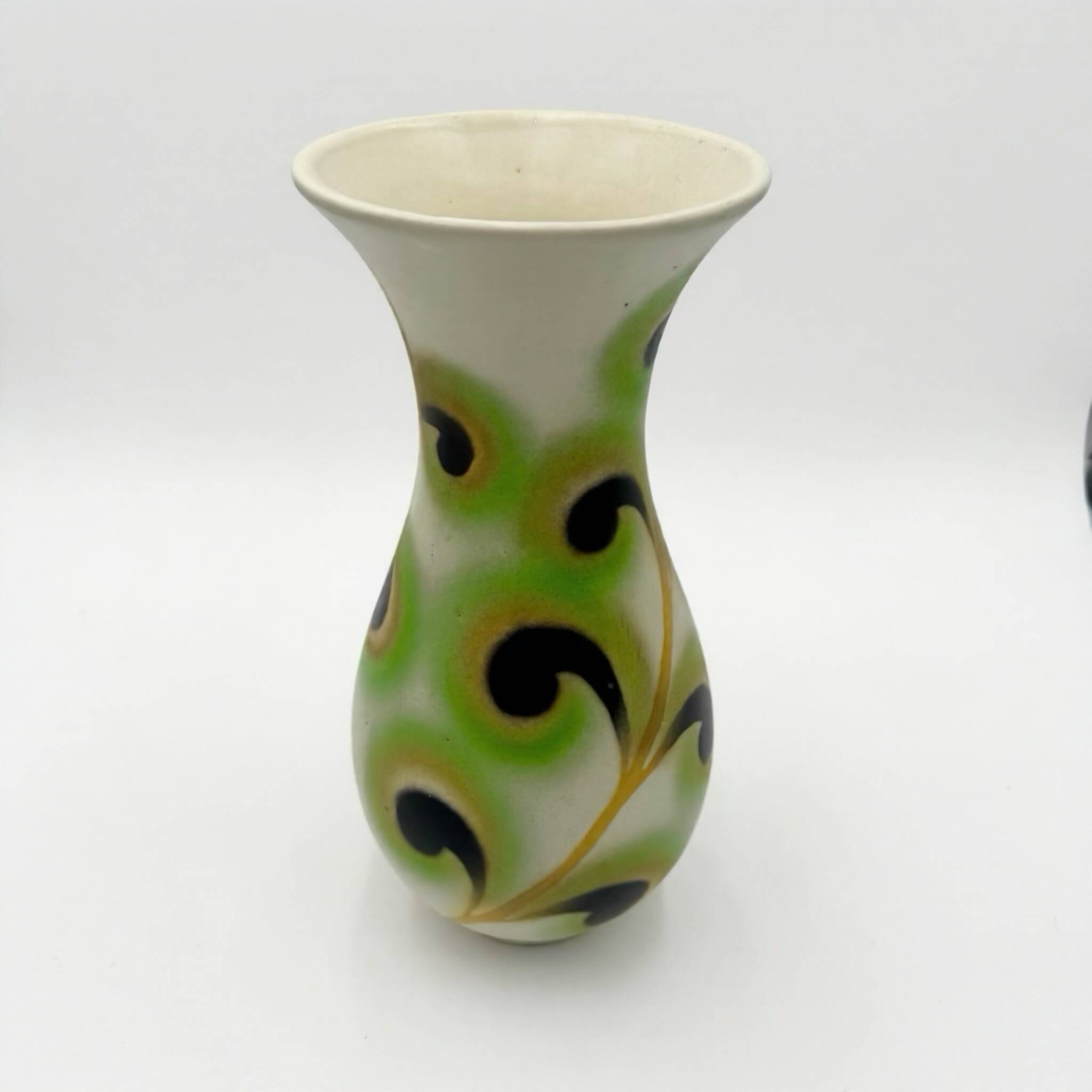 Saint-Clément vase with stylized floral decoration, 1970s