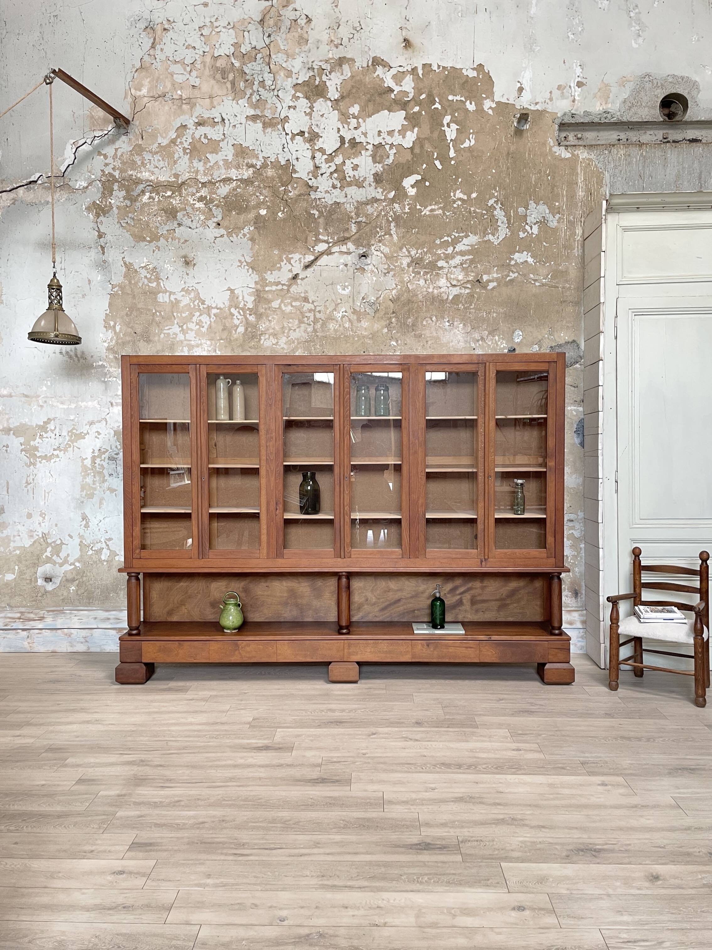 Solid wood display cabinet.