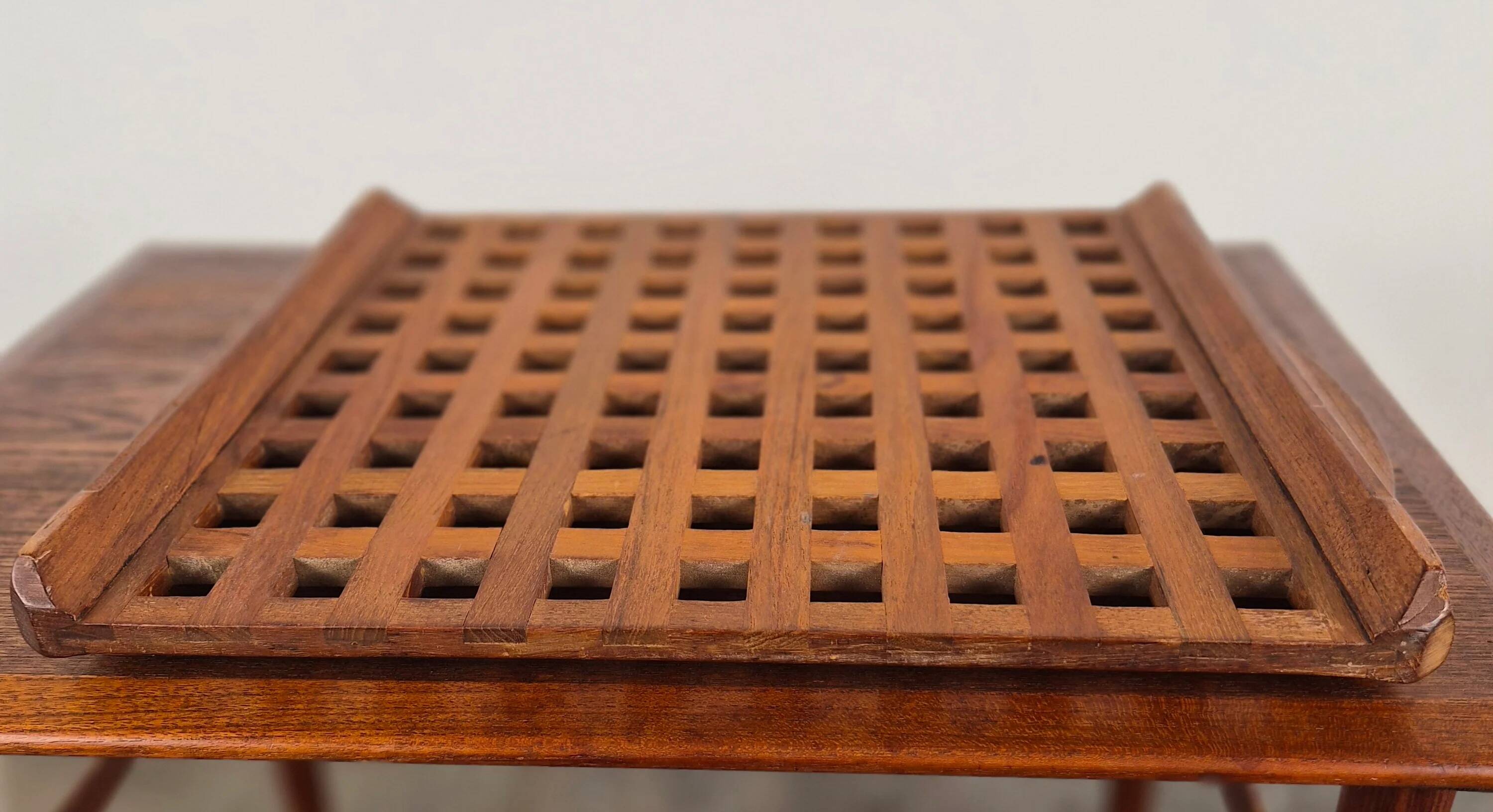 Teak plateau with crossbars attributed to Jens Quistgaard, Denmark, 1960.