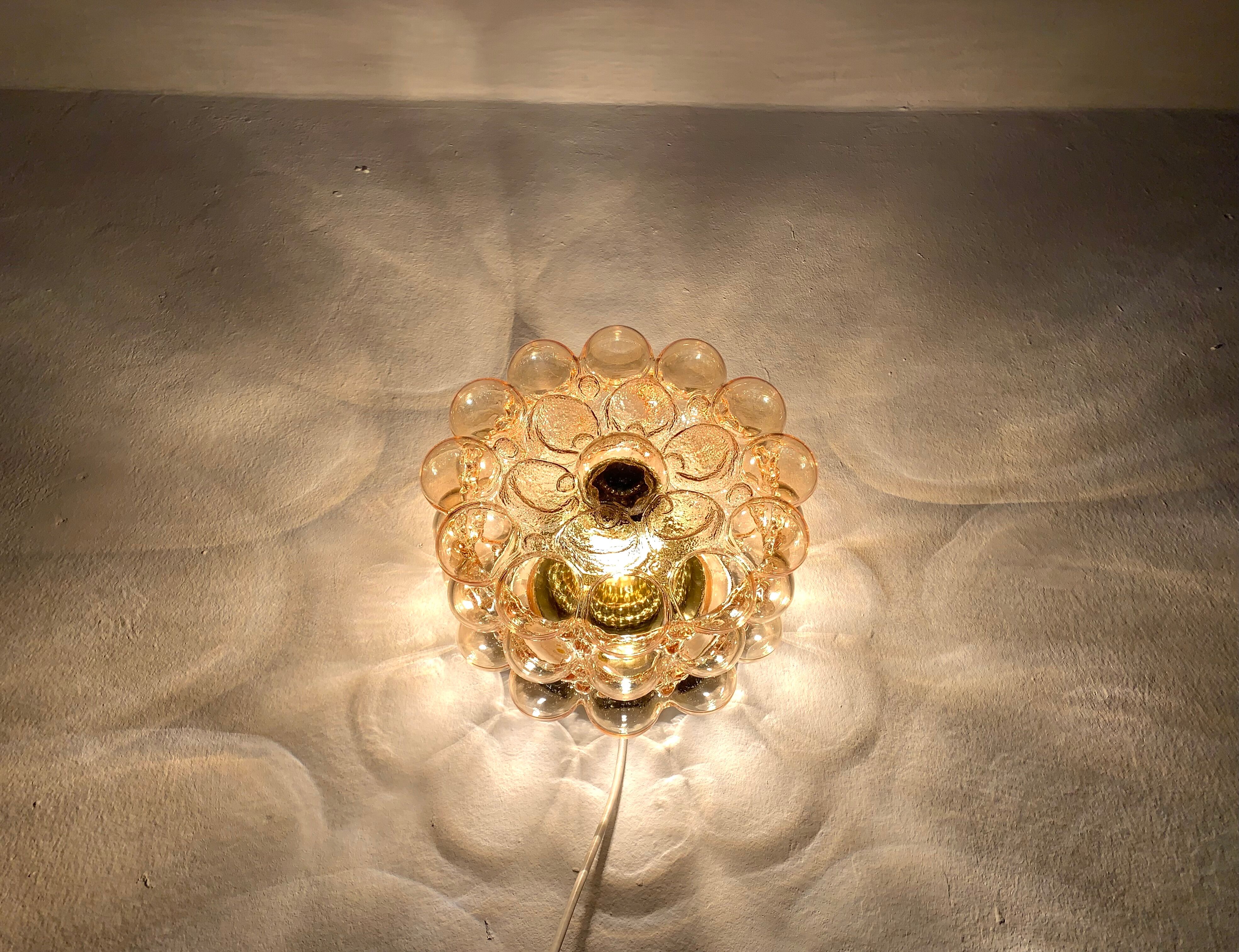 Large Bubble Glass Wall Lamp or Flush Light by Helena Tynell for Glashütt