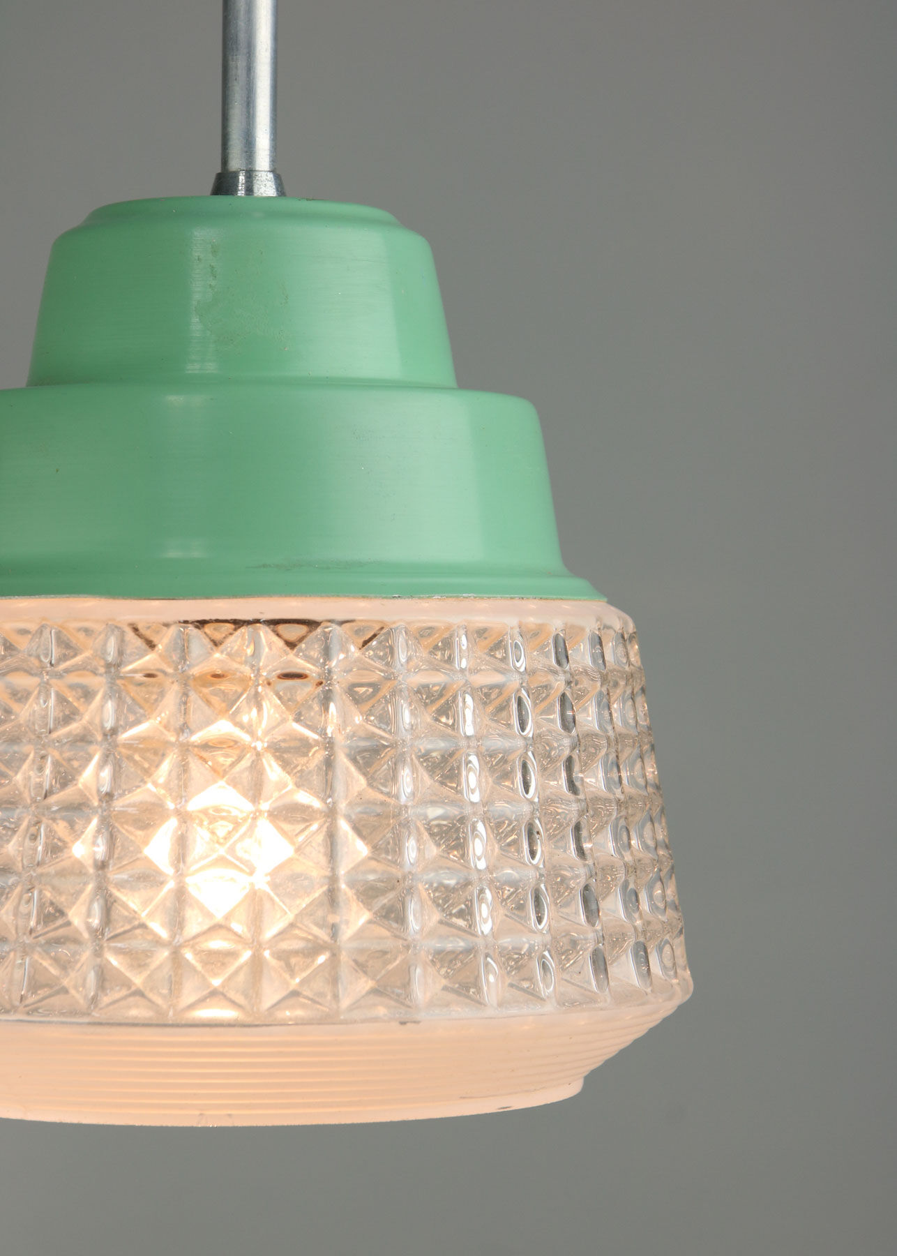 Small Mid-century Turquoise Glass Ceiling Lamp, 60s