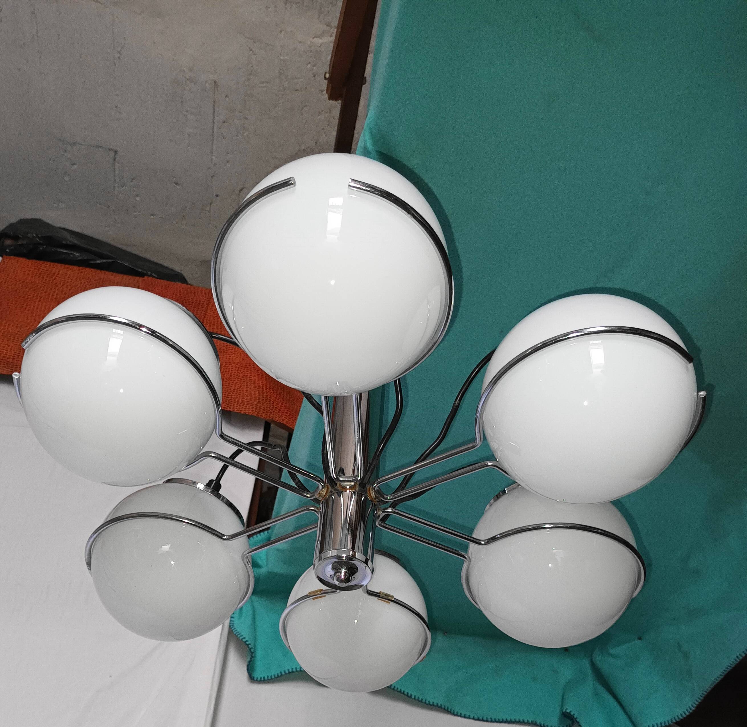 Italian Targetti Sankey chandelier from the 70s