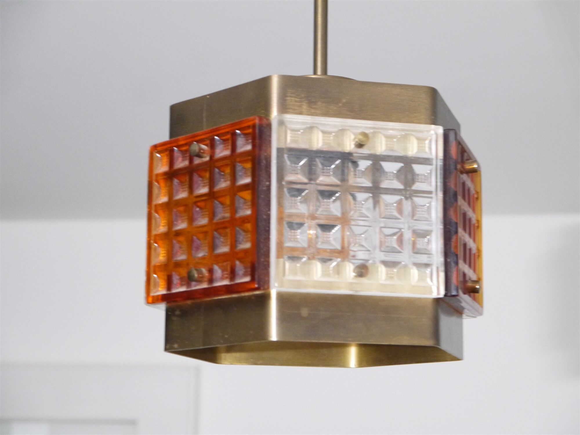 Vintage brass and glass suspension