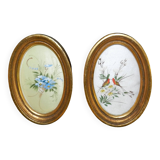peinture sur soie en médaillon