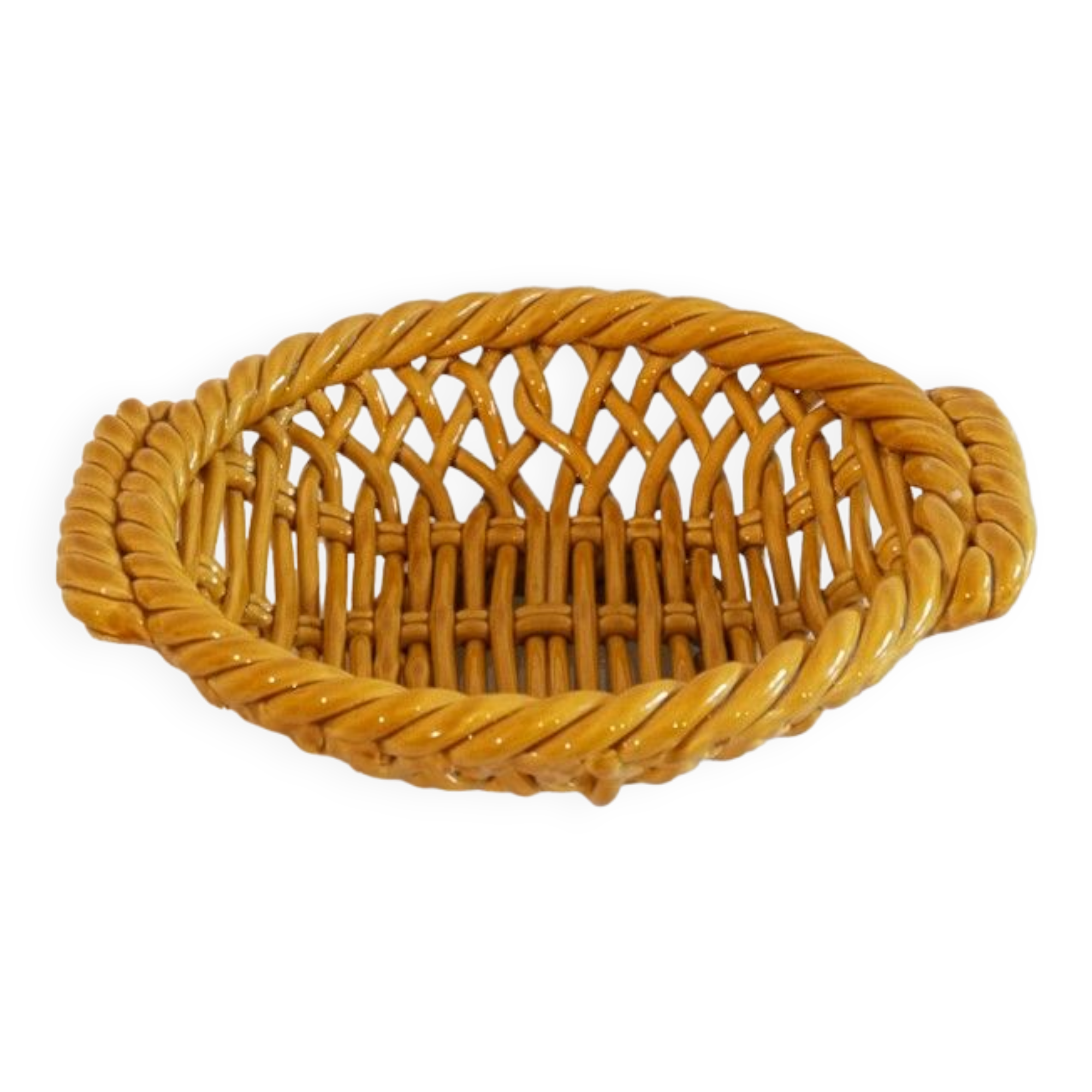 Brawoven ceramic basket from Vallauris