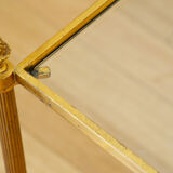 Lot 3 tables pull out brass glass Maison Baguès