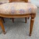 Set of 6 Louis XVI style chairs with caned backs and 70s jacquard fabric.