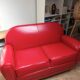 Red 2-seater Club Sofa in coated leather – Maison Pavane