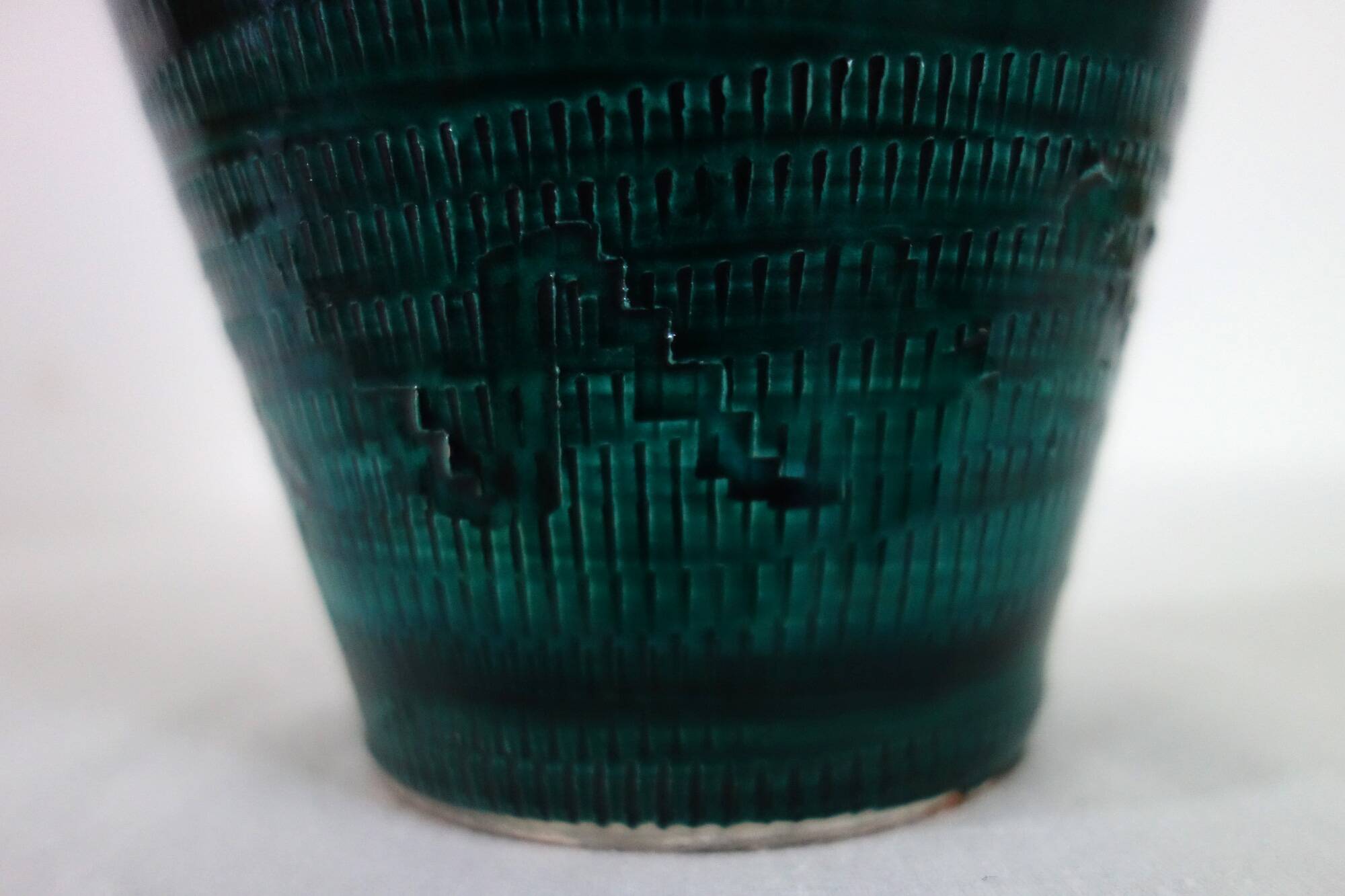 Vintage green glazed ceramic vase