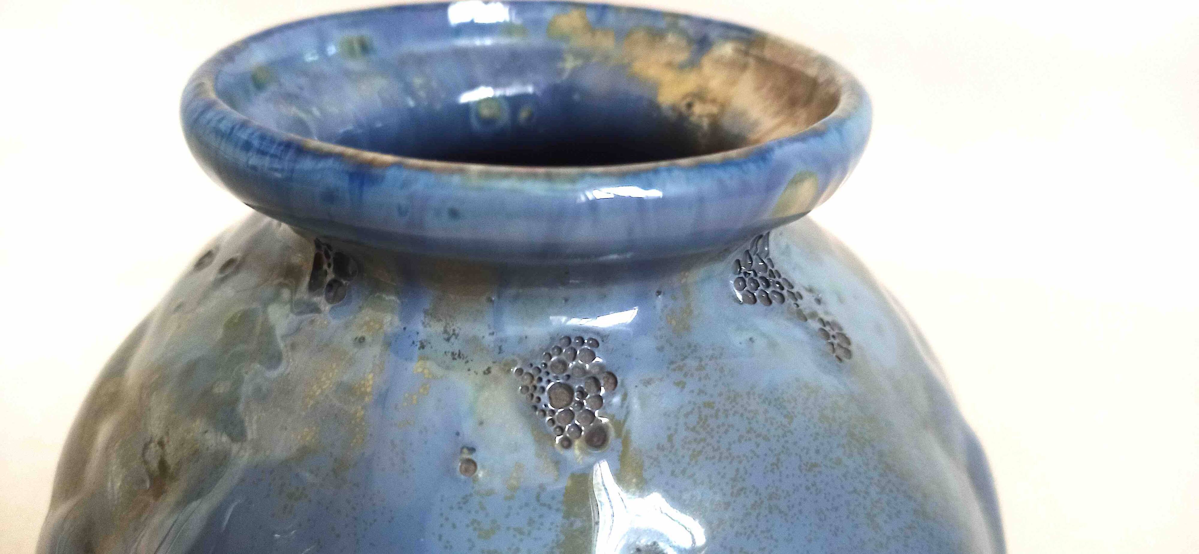 Vase barbotine Art Déco Hauteur 19,3 cm Diamètre 18,8 cm