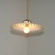 Vintage French White Opaline Glass Pendant Light Clear Glass Edge 5405