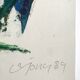 Composition abstraite orange et verte, gouache sur papier, 1989