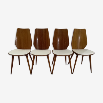 Rare set of 4 chairs Baumann 1960