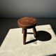 Brown solid wood stool flat circular seat