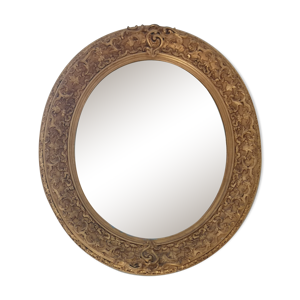 Miroir ovale 19 eme en bois et