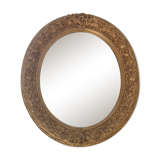Miroir ovale 19 eme en bois et stuc doré