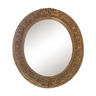 Miroir ovale 19 eme en bois et stuc doré