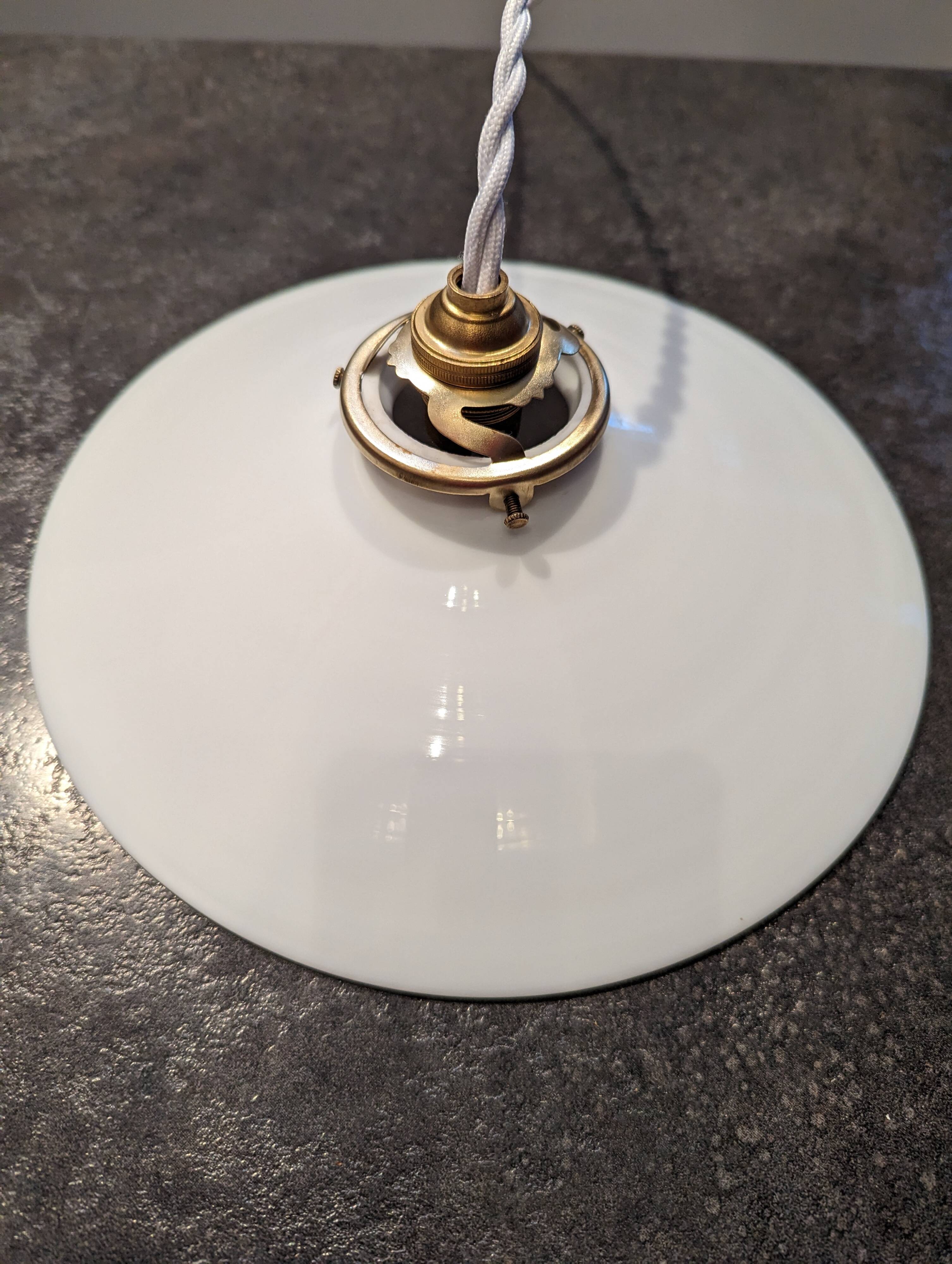 White opaline pendant light, 1930