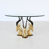 Hollywood Regency style coffee table brass antelope France 1970