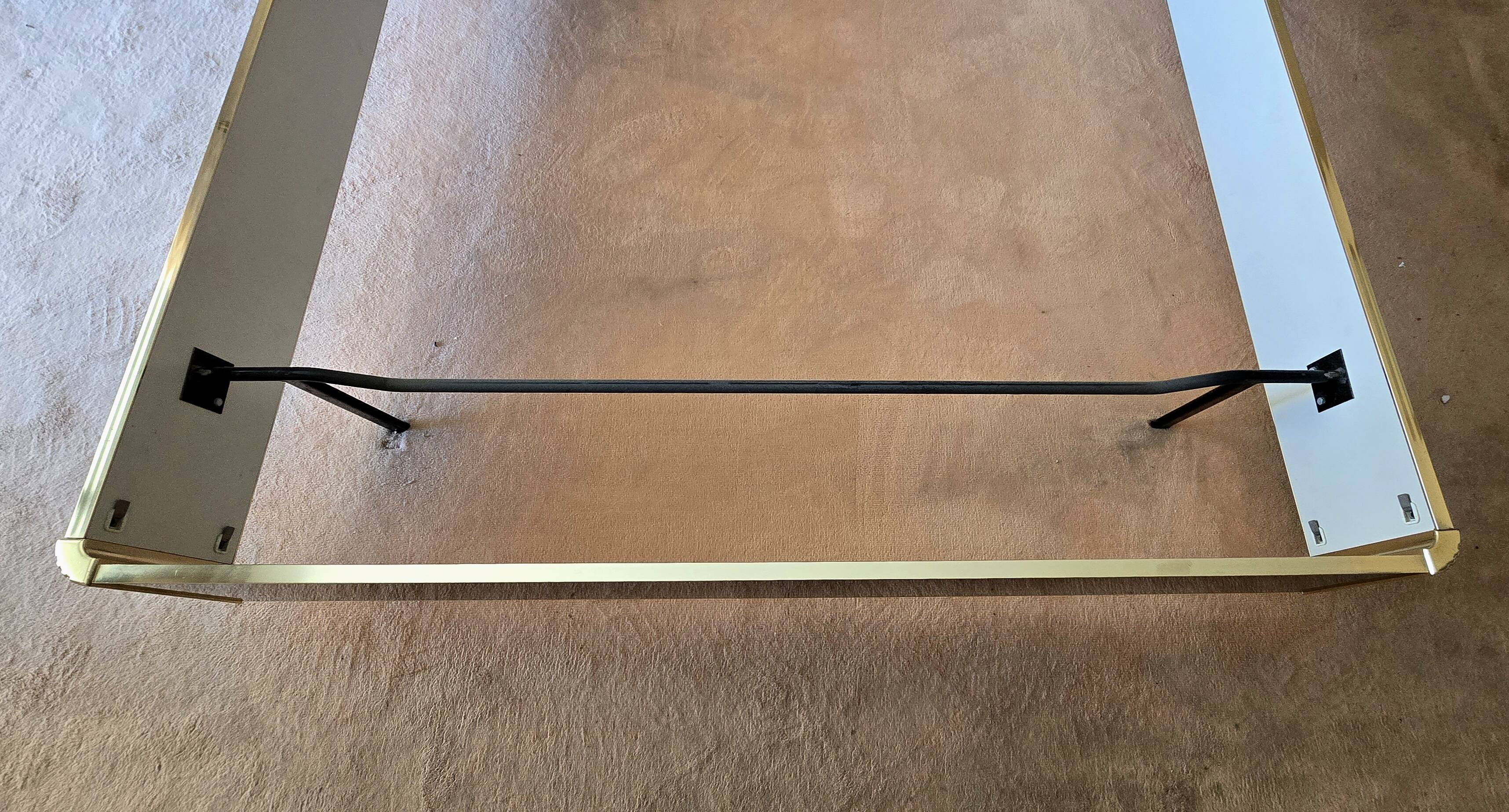 Black lacquered double bed with brass, Maison Roméo Paris, 1970s