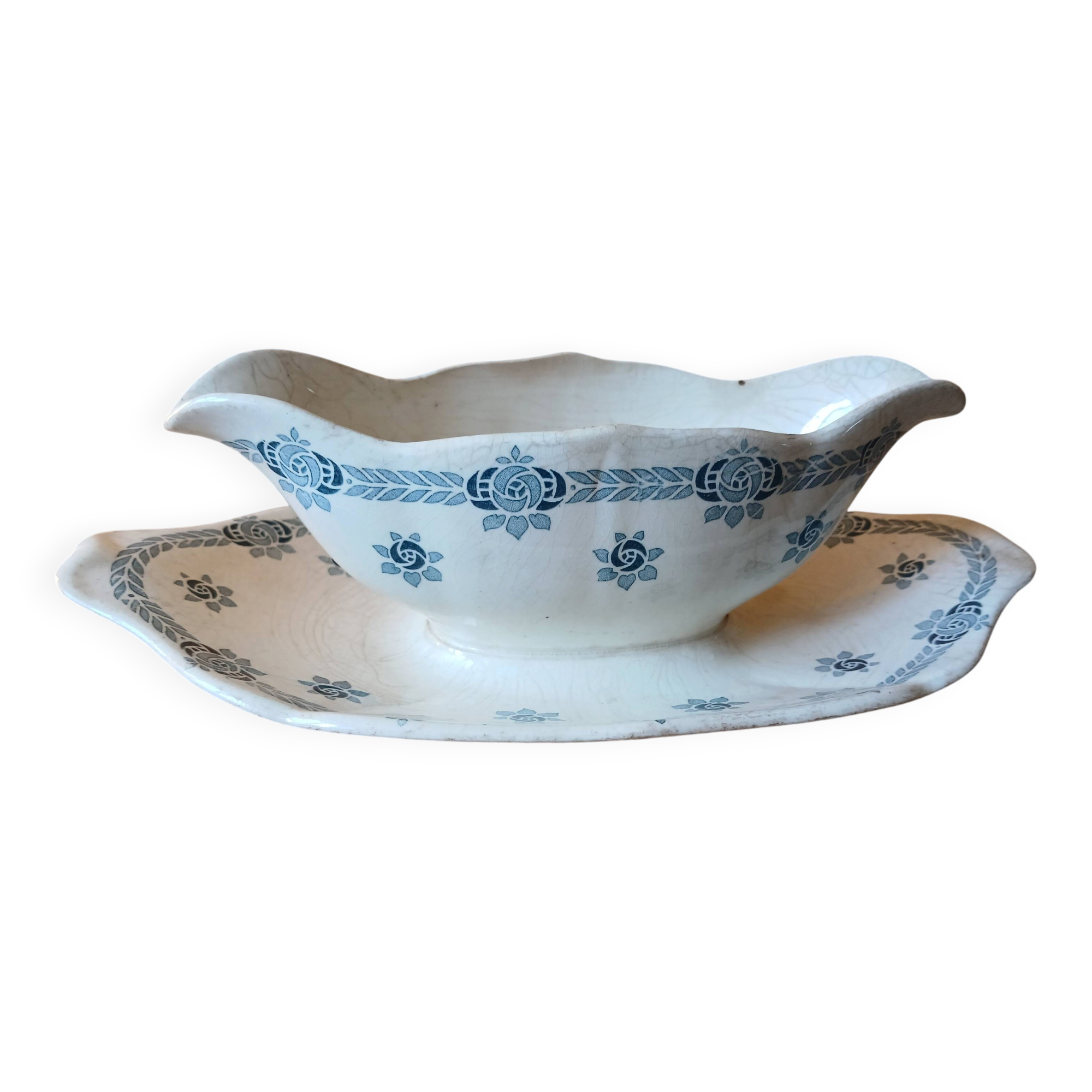 Sauceboat ironstone 1900 - Sarreguemines earthenware Adria series