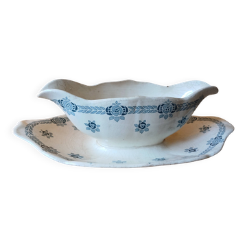 Sauceboat ironstone 1900 - Sarreguemines earthenware Adria series